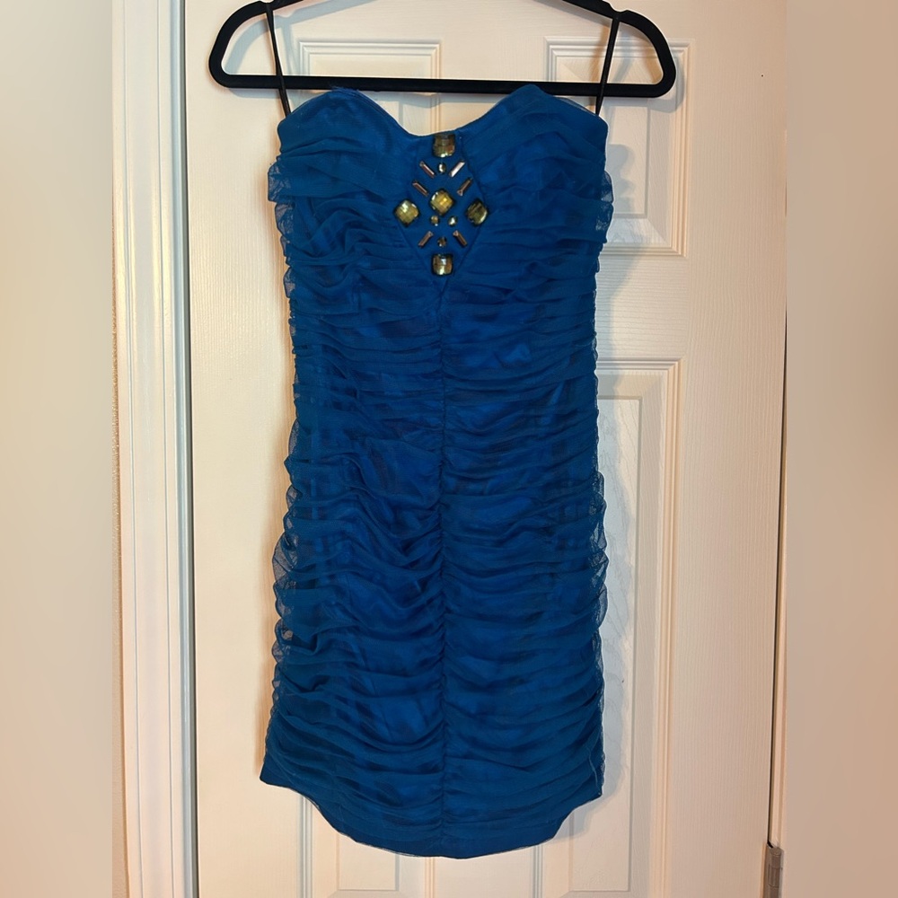 Jessica McClintock for Gunne Sax juniors blue tulle cocktail dress size 7